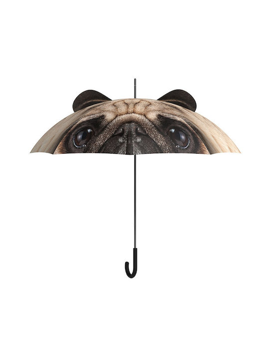 Pikkii Pug Regenschirm mit automatischem Öffnungsknopf