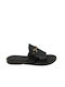 Leather Women's Flat Sandals in Black Color