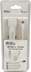 SGL D13-V2 Auto-Ladegerät mit Anschlüssen 2xUSB-A und Kabel Mikro-USB