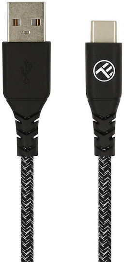 Tellur Geflochten USB 2.0 Kabel USB-C männlich - USB-A Schwarz 1m (TLL155491)