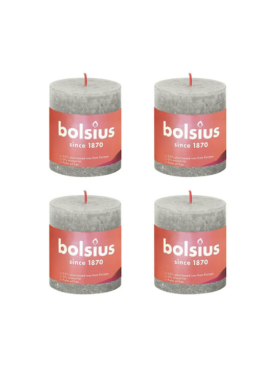 Bolsius Decorative Candle Gray 4pcs