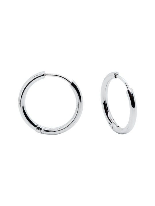 Cercei din oțel Cercei Hoop Huggie Earring 2mm grosime de 14mm diametru în culoarea argintie