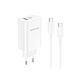 Borofone Charger with USB-A Port and USB-C Port and Cable USB-C 65W Power Delivery Whites (BN10)