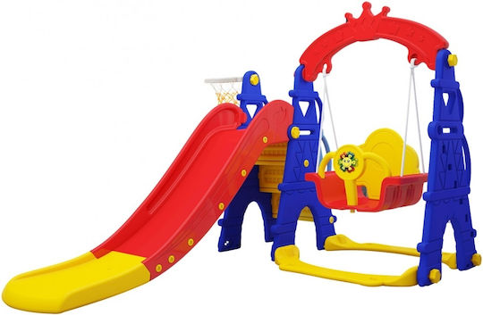 Kidstoys Castle Playground Set with Basketball Hoop Swing and Slide Multicolour
