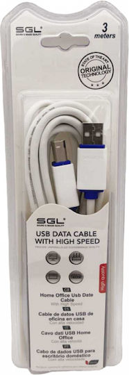 SGL USB 2.0 Cable USB-A male - USB-B male Λευκό 3m (097640)