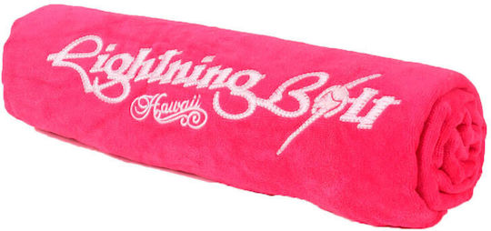 Lightning Bolt Stickerei Strandtuch Fuchsie 180x100cm