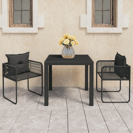 Garten- und Outdoor-Möbelsets für kleinen Raum 3 Stück Schwarz mit Kissen