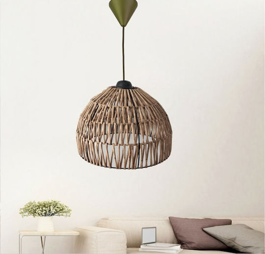 Klikareto Poseidon Hängelampe Beige Raster mit Fassung E27 35x30cm.