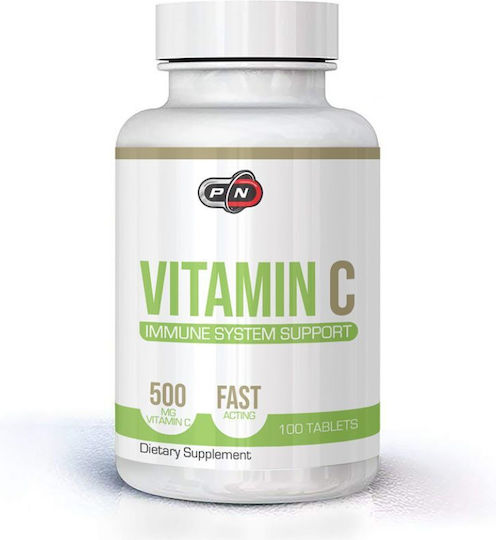 Pure Nutrition Vitamin C Βιταμίνη για Ενίσχυση του Ανοσοποιητικού, τo Δέρμα & Αντιοξειδωτική δράση 500mg Pure 100 ταμπλέτες