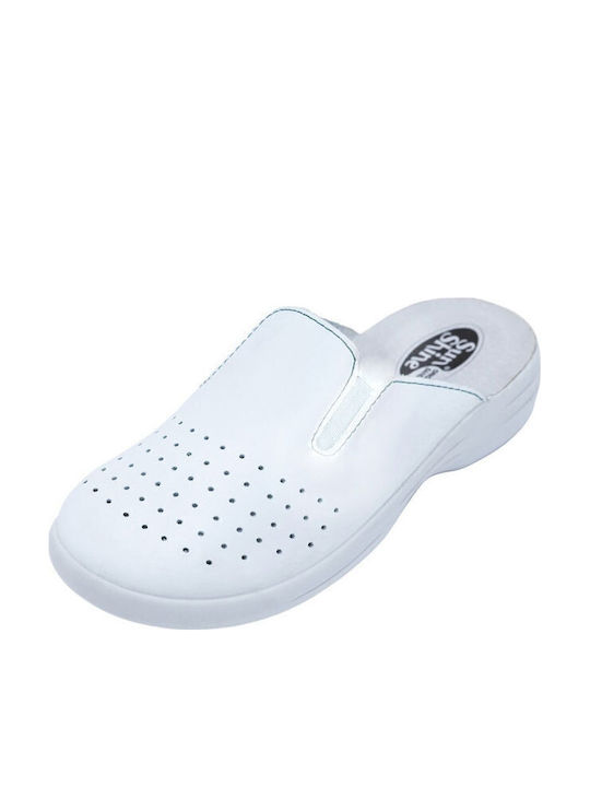 Sunshine Femei Din piele Anatomici Sabot Albe