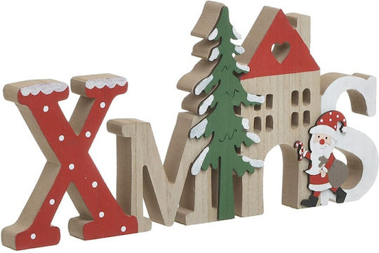 Inart Christmas Wooden Figure inscription Red Height 30cm