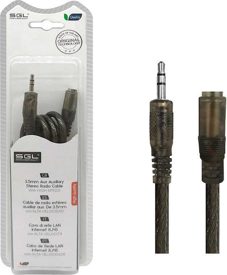 SGL Καλώδιο Ήχου 3.5mm male - 3.5mm female Μαύρο 1.5m 097725