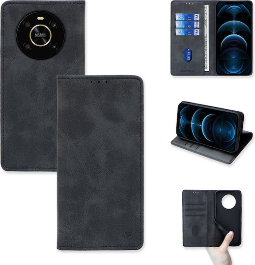 Sonique Vintage Magnet Book Δερματίνης Μαύρο (Honor Magic4 Lite 5G)