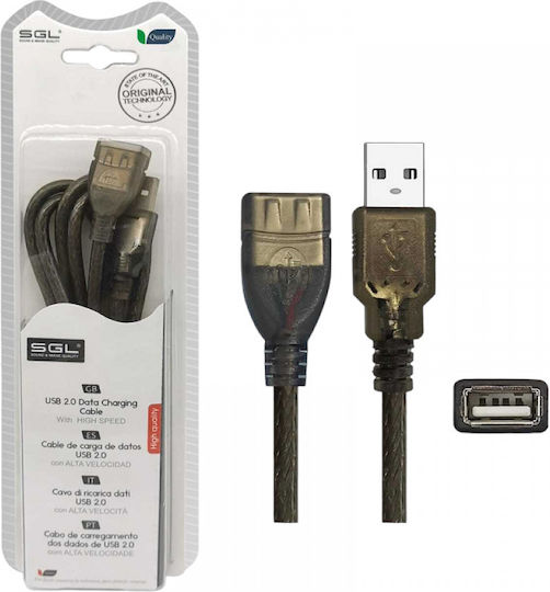 SGL USB 2.0 Cable USB-A male - USB-A female Μαύρο 1.5m (097602)