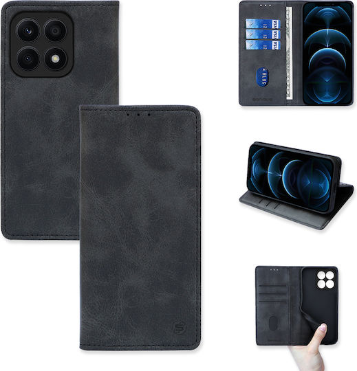 Sonique Vintage Magnet Book Synthetic Leather Black (Honor X8a)