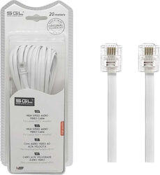 SGL Flat Telephone Cable RJ11 6P4C 20m White (097046)
