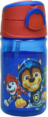 Gim Paw Patrol Kinder Trinkflasche Pfoten-Patrouille Kunststoff mit Strohhalm Blau 350ml