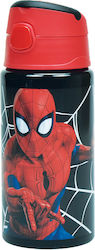 Gim Spiderman Black City Kinder Trinkflasche Spiderman Aluminium mit Strohhalm Schwarz 500ml