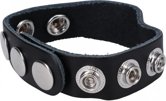 Doc Johnson Rock Solid The Leather 5 Snap Δαχτυλίδι Πέους Δερμάτινο Μαύρο