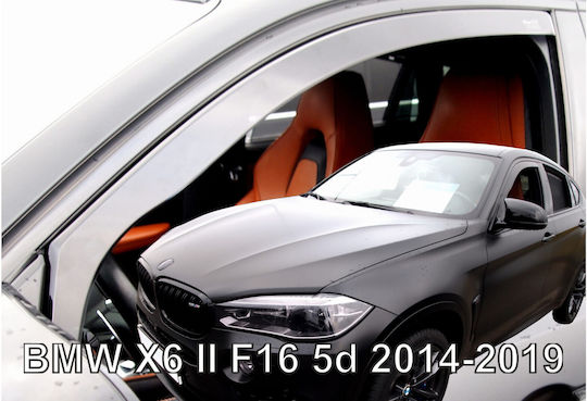 Heko Set of Windbreakers Front and Rear Car Dark Fime for BMW X6 F16 5D 2014-2019 4pcs