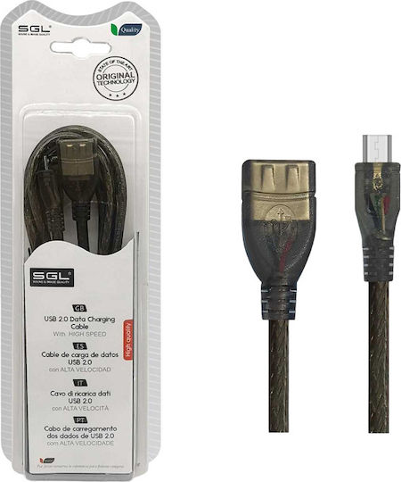 SGL USB 2.0 Kabel USB-A-Buchse - Micro-USB-A-Stecker Schwarz 1.5m 097510