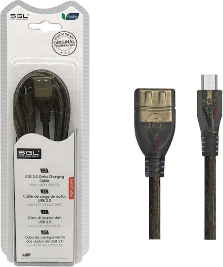 SGL USB 2.0 Cable USB-A female - micro USB-A male Μαύρο 1.5m (097510)