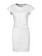 Sommer Mini Sportliches Damenkleid T-Shirt Kurzärmelig Weiß