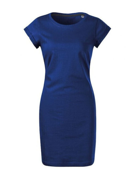 Summer Mini Athletic T-Shirt Dress Short Sleeve Blue