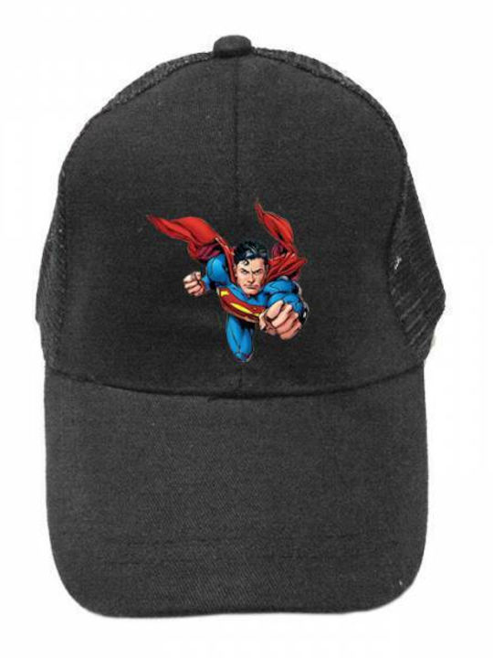 Takeposition Pălărie pentru Copii Jockey Tesatura Superman Negru