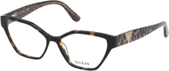 Guess Women's Acetate Butterfly Prescription Eyeglass Frames Brown Tortoise GU2827 052