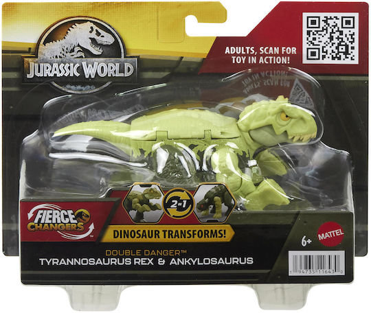 Φigură de acțiune Jurassic World Dinozaur Tyrannosaurus Rex & Ankylosaurus pentru copii de 6+ ani ani