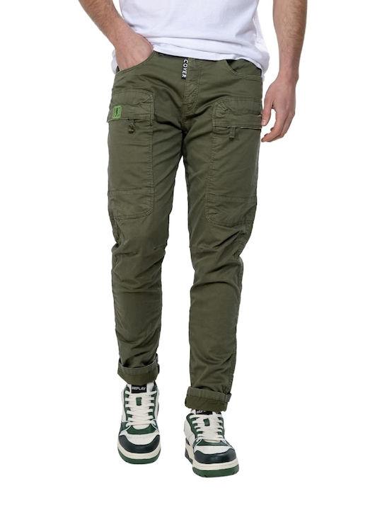 Cover Jeans Men's Trousers Cargo Elastic in Loose Fit Khaki