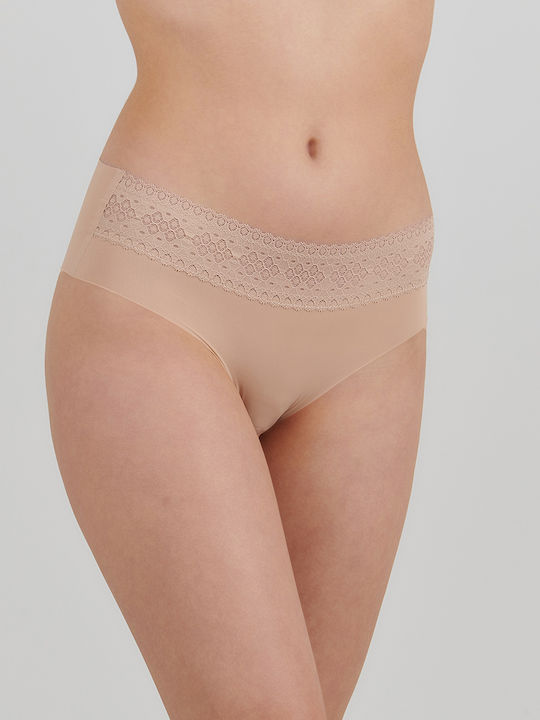 Apple Boxer Baumwolle Damen Brasilien mit Spitze Beige