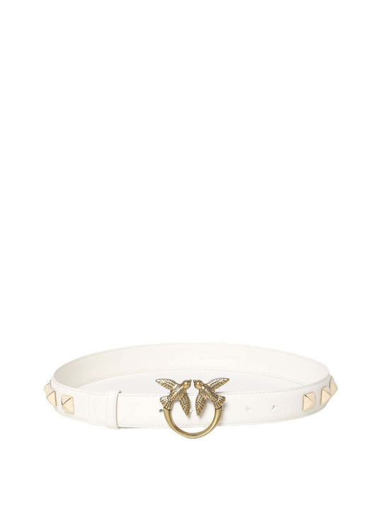 Pinko Love Berry H3 Leather Women's Belt White