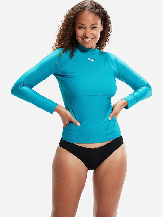 Speedo UPF 40 Дамска Дълъг Ръкав Слънцезащитна Блуза Синя