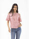 Bluse Gestreift Rosa Gold