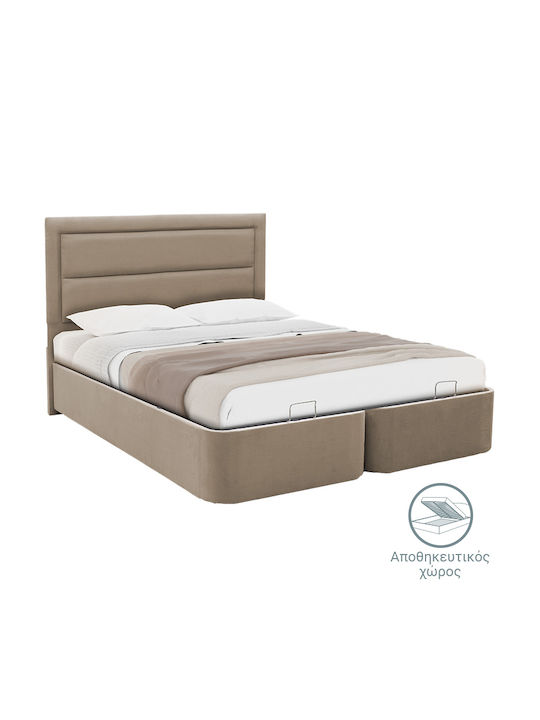 Kenzie Κρεβάτι Υπέρδιπλο Επενδυμένο με Ύφασμα Φυσικό με Αποθηκευτικό Χώρο & Τάβλες 160x200cm