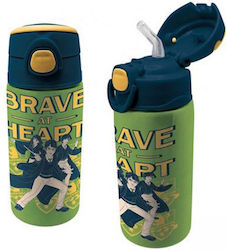 Graffiti Kids Stainless Steel Water Bottle with Straw Green 500ml