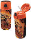 Graffiti Kids Stainless Steel Water Bottle with Straw Orange 500ml