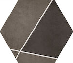 Ravenna Hexagon Triangle Rectified Placă Perete Bucătărie / Baie Ceramic Mat 30x26cm Gri