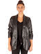Silia D Damen Leder Blazer Schwarz