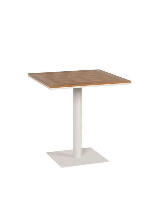 Маса Бар за Малки Външни Пространства Стабилна Polywood с Метален Скелет Namibia White / Walnut 70x70x72бр