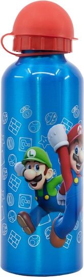 Stor Kids Water Bottle Super Mario Aluminium Blue 530ml