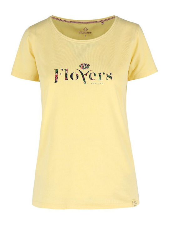 Volcano T-TESY Bedrucktes T-Shirt für Frauen - Gelb