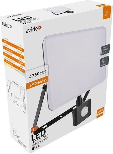 Avide ABFLFNW-50W-PIR Waterproof LED Flood Light 50W Natural White 4000K with Photocell IP44