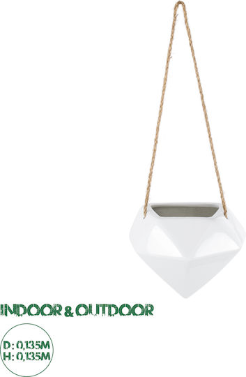 GloboStar Heraklio Κρεμαστό Κασπώ Κεραμικό Λευκό 13.5x13.5x37εκ.