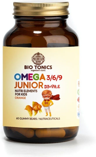 Bio Tonics Omega Junior 3/6/9 Μουρουνέλαιο Κατάλληλο για Παιδιά 250mg 60 ζελεδάκια με γεύση Πορτοκάλι