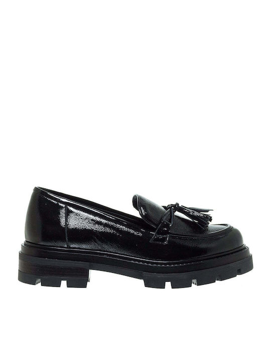 Mourtzi Λουστρίνι Γυναικεία Loafers σε Μαύρο Χρώμα