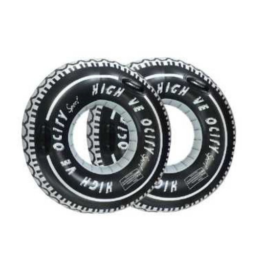Kids' Swim Ring with Handles and Diameter 90cm. Black tra
