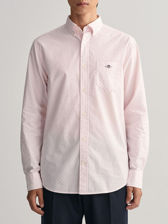 Gant Men's Shirt Long Sleeve Cotton Polka Dot Pink